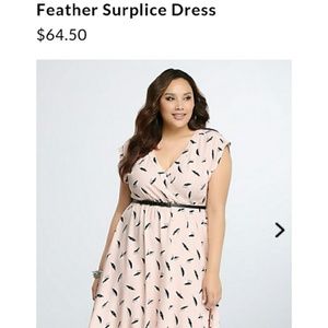 Feather Print Surplice Dress